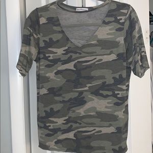 Dainty hooligan, camo, cut v neck, soft tee